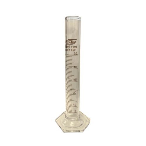 Mérőhenger 50cm3 üveg műanyagtalpú, B jelű