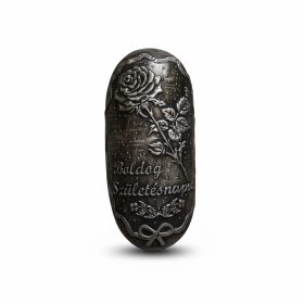 Placa de nastere ovala argintie