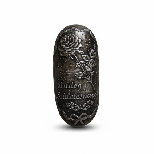 Placa de nastere ovala argintie