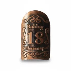 Plakett 18 év kicsi ovál bronz