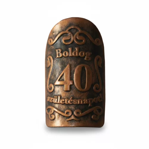 Plakett 40 év kicsi ovál bronz