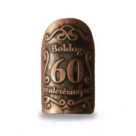 Plakett 60 év kicsi ovál bronz