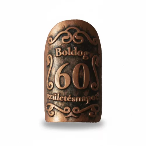 Plakett 60 év kicsi ovál bronz