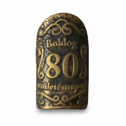 Plakett 80 év kicsi ovál arany