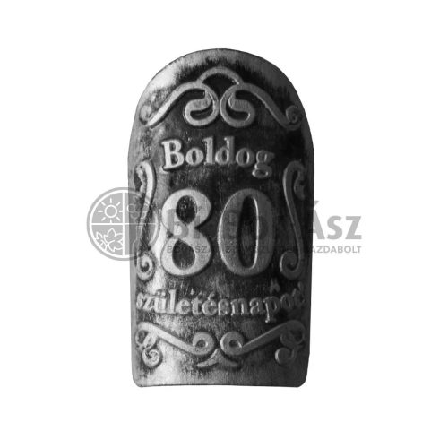 Plakett 80 év kicsi ovál ezüst