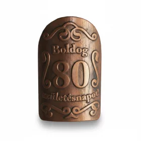 Plakett 80 év kicsi ovál bronz