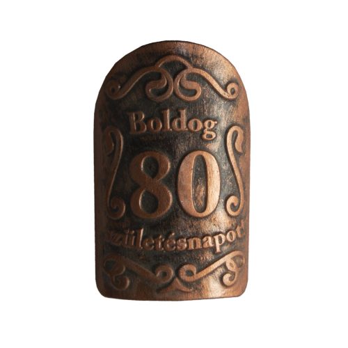 Plakett 80 év kicsi ovál bronz