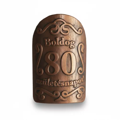 Plakett 80 év kicsi ovál bronz