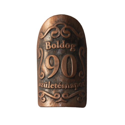 Plakett 90 év kicsi ovál bronz