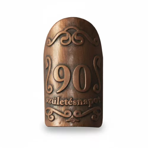 Plakett 90 év kicsi ovál bronz
