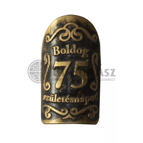 Plakett 75 év kicsi ovál arany