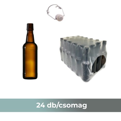 Díszüveg Sörös barna csatos 500 ml /Az ár tartalmazza a csatot!/ (24db-os kiszerelés)