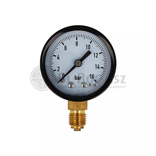 Nyomásmérő óra ÁLLÓ    63mm INOX ház Glic. 0-16 bar (1/4")