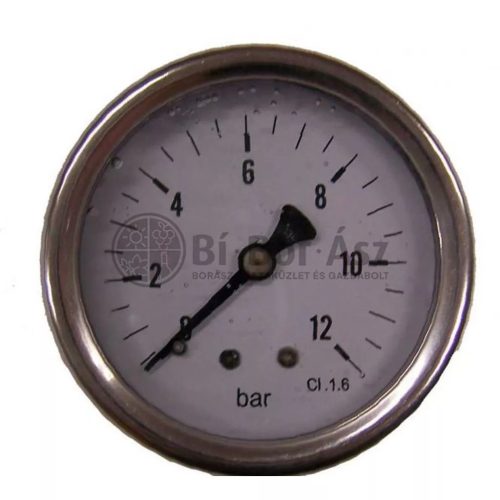 Pressure gauge HORIZONTAL 63mm INOX case Glic. 0-12 bar (1/4")