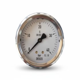   Nyomásmérő óra FEKVŐ 63mm műa. ház Glic. 0-40 bar (1/4")