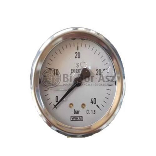 Nyomásmérő óra FEKVŐ 63mm műa. ház Glic. 0-40 bar (1/4")