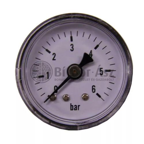 Nyomásmérő óra FEKVŐ 50mm műa. ház 0- 6 bar (1/4")