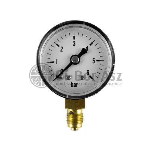 Nyomásmérő óra ÁLLÓ    50mm műa. ház 0- 6 bar (1/4")