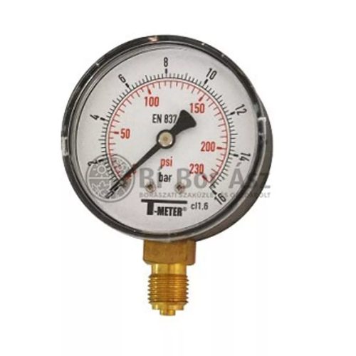 Nyomásmérő óra ÁLLÓ    50mm műa. ház 0-16 bar (1/4")