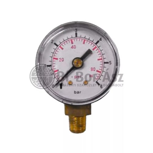 Nyomásmérő óra ÁLLÓ    63mm műa. ház 0- 6 bar (1/4")