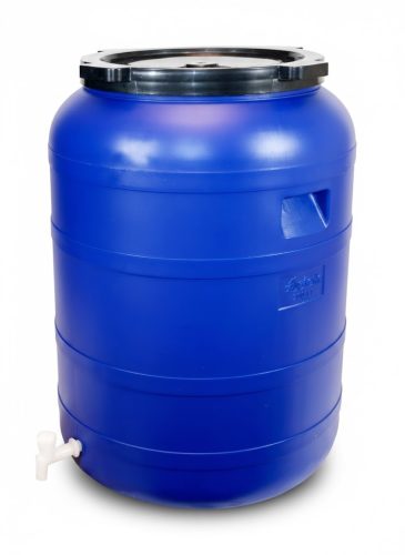 Butoi plastic 200 litri acoperiș cu cuie albastre cu robinet 4,1 kg