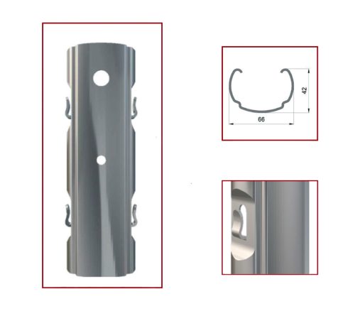 Oszlop vég fém horganyzott AGRI-PAL END KÜLSŐ fül, 66*42 mm , 2,0 mm vastag, 2,7 méter
