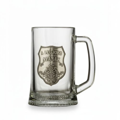 Glass jar with tin label l. Father