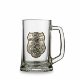 Glass jar with tin label l. Handyman