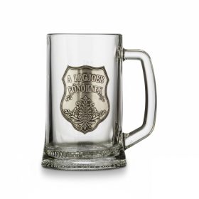 Glass jar with tin label l. Boss