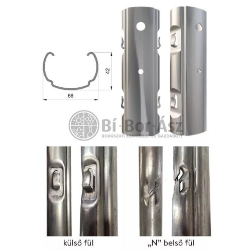 Oszlop köz fém horganyzott AGRI-PAL EVO BELSŐ fül, 66*42 mm , 1,5 mm vastag, 2,5 méter