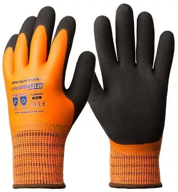 Kesztyű Eurowinter téli narancs, latex tenyér (10-es)