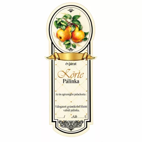 Etikett mit Schnaps Platin klein, Birne (10 Stück/Packung)