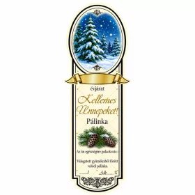   Etichetă brandy Platinum mic, Sărbători fericite (Lemn) (10 buc/pachet)