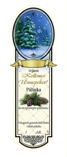Címke pálinkás Platin kicsi, Kellemes Ünnepeket (Fa) (10db/csomag)