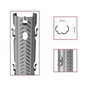   Coloana publica metalica zincata AGRI ECO nervurata, ureche interna, 55*35 mm, grosime 1,5 mm, 2,5 metri