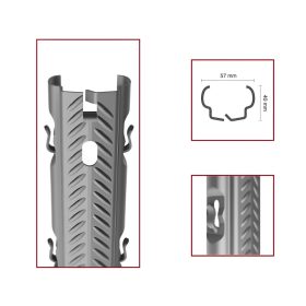   Oszlop köz fém horganyzott AGRI MED bordázott, külső fül, 57*40 mm, 1.5mm vastag, 2.5 méter