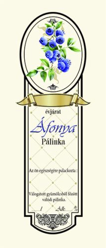 Címke pálinkás Platin kicsi, Áfonya (10db/csomag)