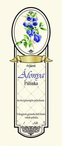 Címke pálinkás Platin kicsi, Áfonya (10db/csomag)