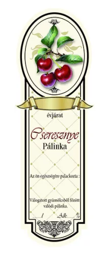 Címke pálinkás Platin kicsi, Cseresznye (10db/csomag)