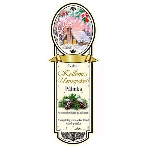 Etikett mit Schnaps Platin klein, Frohe Weihnachten (Haus) (10Stk/Pack)