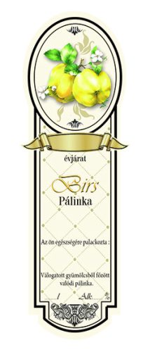 Címke pálinkás Platin kicsi, Birsalma (10db/csomag)
