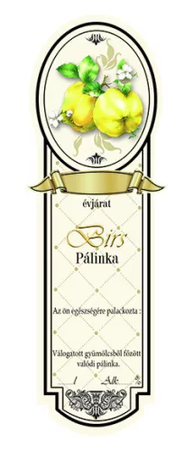 Címke pálinkás Platin kicsi, Birsalma (10db/csomag)