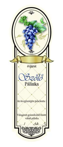 Címke pálinkás Platin kicsi, Kékszőlő (10db/csomag)