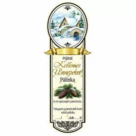   Etichetă brandy Platinum mic, Sărbători Fericite (Scări înzăpezite) (10 buc/pachet)