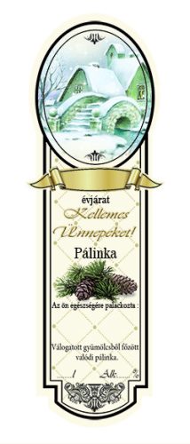 Címke pálinkás Platin kicsi, Kellemes Ünnepeket (Havas lépcső) (10db/csomag)