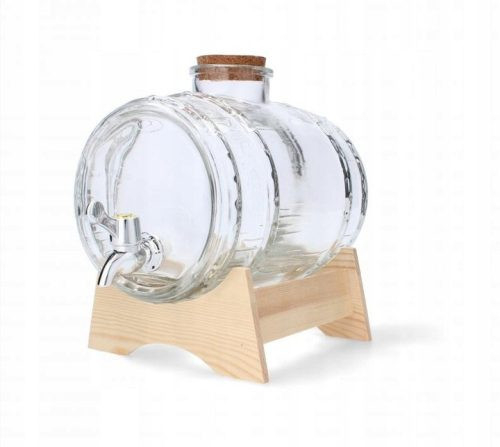 Csapos üveg hordó 1 liter +tartó