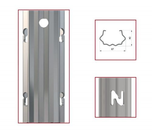 Coloană publică metal galvanizat DUTYPAL Ureche interioară, 67*40 mm, grosime 1,5 mm, 2,5 metri
