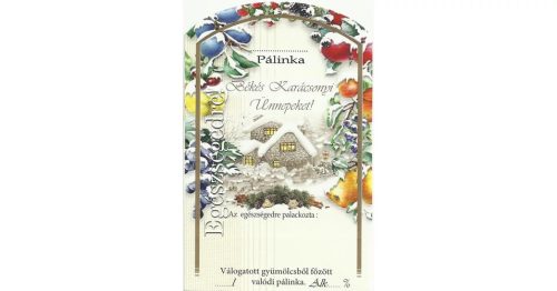 Etichetă brandy 10 buc (curbat) Sărbători liniștite de Crăciun! (Peisaj din camera de zi, Casă înzăpezită)