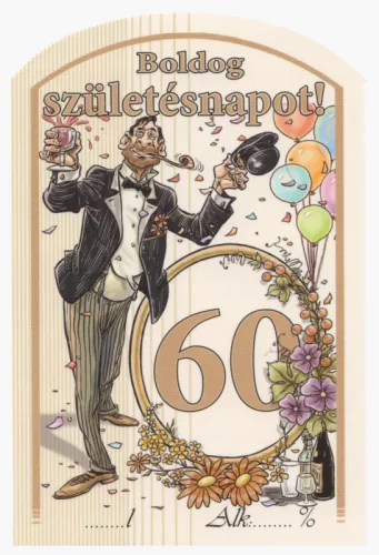 Etichetă brandy 10 bucăți (curbate) La mulți ani de 60 de ani!