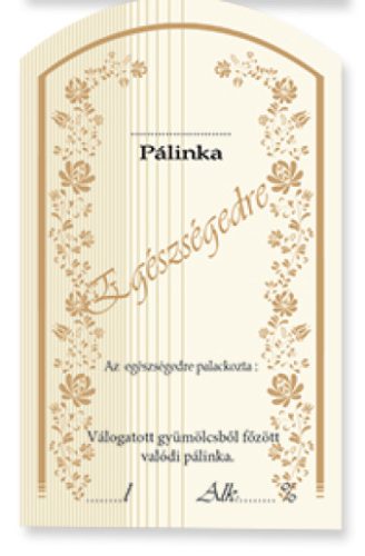 Címke pálinkás 10 db-os (íves) Egészség